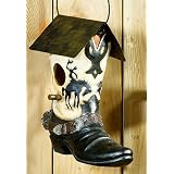 COWBOY BOOT rodeo Garden hanging BIRDHOUSE black white by Tribeca Blu