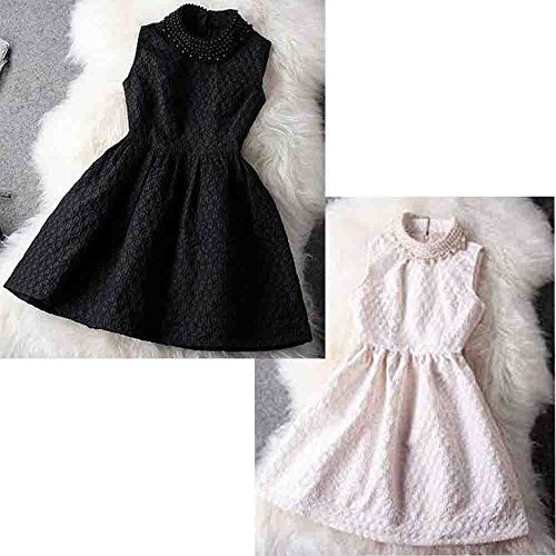 ネック パール ノースリーブ エレガント ドレス  ミディアム レディース S M L XL 二次会