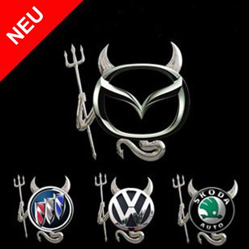Produkt-Bild: Hakutatz 3D Chrom Auto Aufkleber Teufel f&uuml;r Embleme Silberglanz Tuning Styling Zubeh&ouml;r selbstklebend sticker VW BMW Toyata Skoda Opel