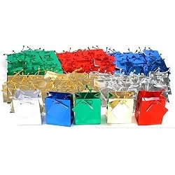 100 Assorted Metallic Tote Bags Shopping Gift Case Display 3.5"