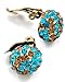 Goldtone Blue and Brown Crystal Button Fashion title=