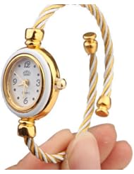 Ladies Watch Womens Quartz Analog Stainless & Plated Metal Bracelet Watch (Gold) Easy To Read