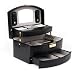 Leather Jewelry Box / Jewelry Case / Jewelry Organizer, Black Sakura, 9 x 7 x 6 - Gift Idea