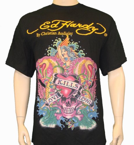 Ed Hardy Love Kills Slowly Mermaid Shirt Big & Tall Sizes
