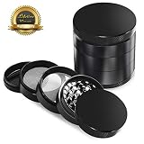 Herb Grinder 5 PCS Set, Sahara Sailor 5 Piece 2.2 Inch Zinc Alloy Spice Tobacco Weed Grinder with Pollen Catcher Heavy Duty -Black