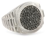 Mens Sterling Silver and Black Diamond Ring (1/2 cttw)