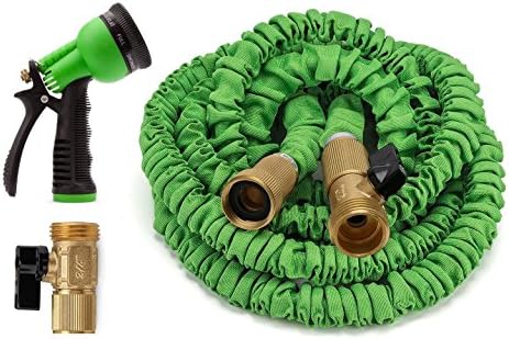 Expandable Garden Hose Strongest Expandable Hose With All Brass Connectors,8 Pattern Spray Nozzle And High Pressure - Resistance Latex. (75 Feet)