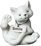 Fountasia Cari 90208 3-Inch Tall Cat Figurine with Smile Sign, Speckled Gray