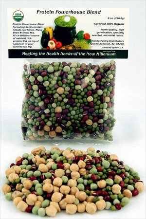 Certified Organic Protein Powerhouse Sprout Salad Seed Mix - 1 2 Lb. (8 Oz.) - High... by WheatgrassKits
