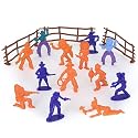 TootsieToy Wild West 40 Piece Set: Cowboy and Indian 2-1/4 inch Figures and Corral Fences ~ Made in USA !