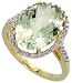 10k Yellow Gold Ring 5/8 (16mm) wide, w/ Round Brilliant Diamonds & Oval Cut Lab Created Green Sapphire