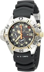 Citizen Men's BJ2004-08E Eco-Drive Aqualand Two-Tone Black Rubber Strap Dive Watch