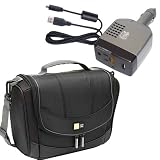 COMBO: Accessory Power Pro Series Car Power Adapter / USB Charger for all mobile devices & Case Logic External Hard Drive Storage / Travel Case for Compact to Medium Size Hardrives