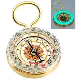 Classic Brass Compass with Adjustable Dial - Glows in the Dark by 