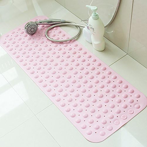 Joyfor Extra Long Anti-Slip Bath Mat Certificated,High Quality ABS TPR - Anti-Bacterial &amp; Mildew Resistant Bath Rug with Suction Cups - 14" x 27" (Pink)
