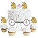 Rainbow Unicorn - Dessert Cupcake Toppers - Magical Unicorn Baby Shower or Birthday Party Clear Treat Picks - Set of 24
