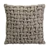 Distinctive Gray Woven Twist Basket Weave Square Decorative Pillow 18"
