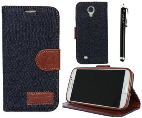 Ezydigital Premium Jeans Denim Fabric Protective Skin Stand Case Cover with Card Slots for Samsung Galaxy S4 9500