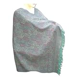 Two Sided Handmade Jamawar Style Wool Shawl With Leaf Design From India (Free Shipping) Shwl0101r