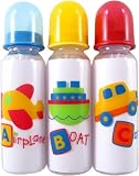 3-Pack Printed ABC Bottles with Silicone Nipple, Boy