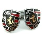 Scuderia Ferrari logo Coat of Arms Red and Black Stripes Cufflinks Cuff Links