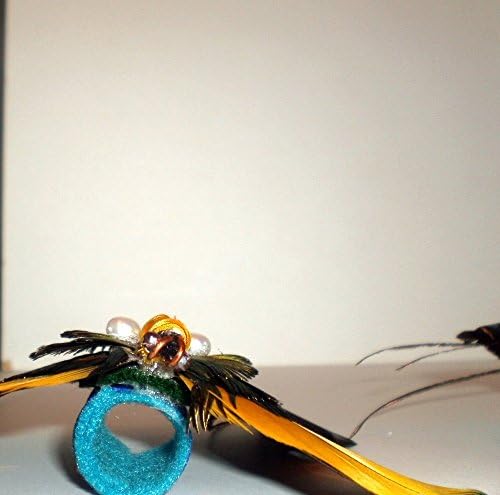 Hand Crafted Colorful Feather Christmas Tree Topper and Candle Topper Butterflies Set of 2