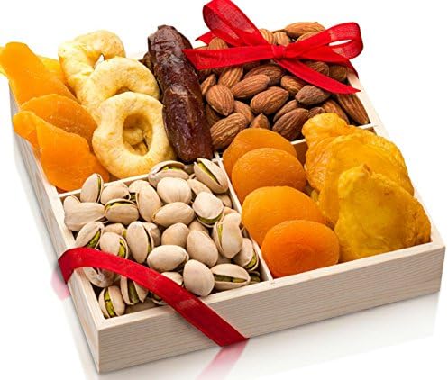 Freshly Roasted Gourmet Nuts dried fruit Gift Basket, Nut Gift Tray 4 section Medium Gift Tray