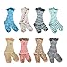 Deer Mum Girl's Colorful Cotton Knee High Lace Top Socks(8 Pairs)