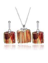 Nickel Free Sterling Silver Pendant & Earring Sets Square Synthetic Stone Set