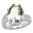 4.90 Carat Genuine Green Amethyst & White Topaz Silver Ring