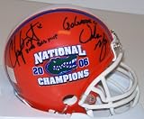 Chris Leak AND Urban Meyer Dual Autographed Florida Gators National Championship Logo Mini Helmet wi
