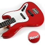 Lindo Red Electric Bass Guitar (SGB-ZJB-RD) J-BASS (includes soft carry case)