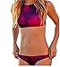 Halfword Women's High Neck Halter Top and Bottom Bikini Set