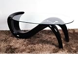 Alaya Oval Tempered Glass Coffee Table on Inverted-S shaped White Fibre Glass Base 51xW4Su TCL. SL160