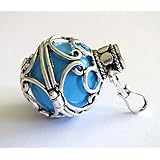 Blue Mexican Bola Pendant, Harmony Ball Pendant w/Necklace
