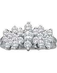 1.00 Carat (ctw) 14K White Gold Round Cut Diamond Ladies Cluster Right Hand Ring 1 CT