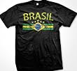 Brasil Crest International Soccer T-shirt, Brasilian Soccer Mens T-shirt