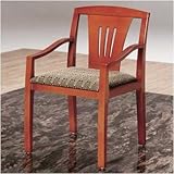 IMAGE OF Contempo Fan Back Guest Chair - Sloped Arms Finish: Windsor Cherry, Fabric: Prism - Slate
