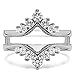 Silver Chevron Style Ring Guard with Millgrained Edges and Filigree Cut Out Design with CZ (0.74 ct. twt.)