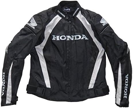 Honda Mens Motorcycle Jacket Waterproof Windproof with 5 Protector Detachable Cotton Liner Black XXL Euro Size 52