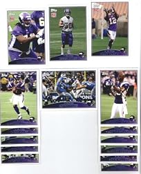 2009 Topps Minnesota Vikings Complete Team Set of 15 cards including Adrian Peterson, Travaris Jackson, Jared Allen and more!