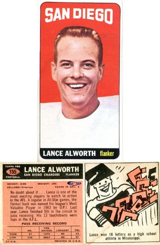 Lance Alworth Unsigned 1965 Topps Football Card