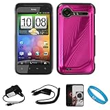 Pink Metallic Cosmo Wave Design Protective Snap-On Case Cover for HTC Droid ....