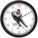 Hockey Player No.2 Ice Skating Theme Ice Skating Wall Clock by WatchBuddy Timepieces (Slate Blue Frame)