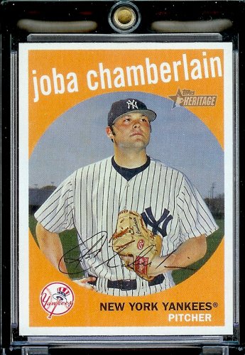 2008 Topps Heritage # 348 Joba Chamberlain / New York Yankees / MLB Baseball Trading Card in a Protective Screw Down Display Case