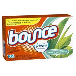 Bounce With Febreze Meadows & Rain Sheets, 105 Count (Pack of 3)