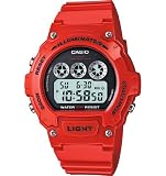 Casio #W214HC-4AV Mens Red Chronograph Alarm LCD Digital Sports Watch