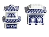 Johnson Brothers Willow 2-Inch and 2-3/4-Inch Pagoda Salt and Pepper, Blue