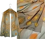 ULRIKE Oblong Chiffon Silk Scarf - Muted coppers, copper oxide, bronzes and soft orange.