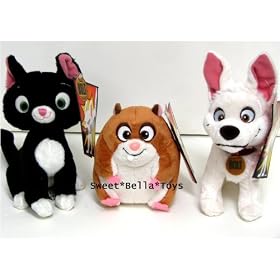 3 Disney Movie Bolt Mini Plush Figures Toy Rhino Hamster Mittens Bolt Dog by Disney